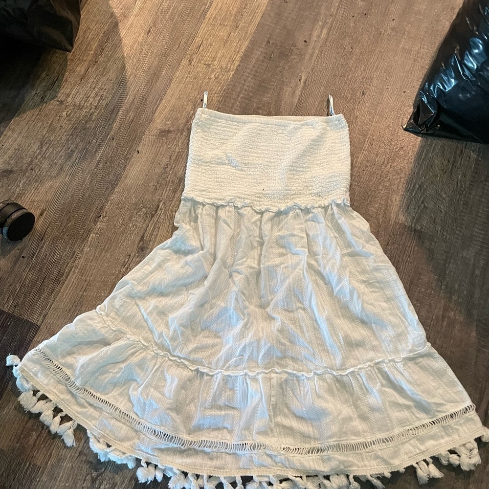 Blue Island Cream Tiered Ruffled Sundress